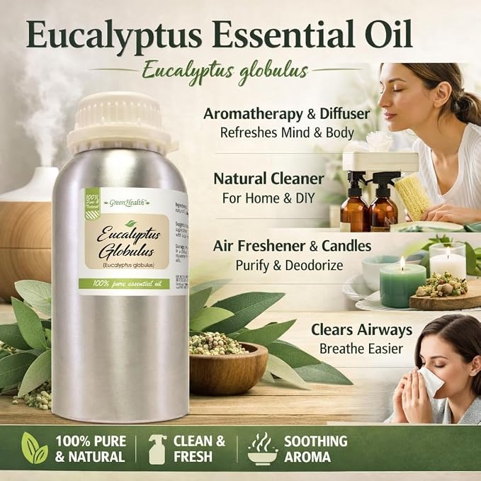 GreenHealth - Eucalyptus Globulus Essential Oil – 16 fl oz Aluminum Bottle - Image 4