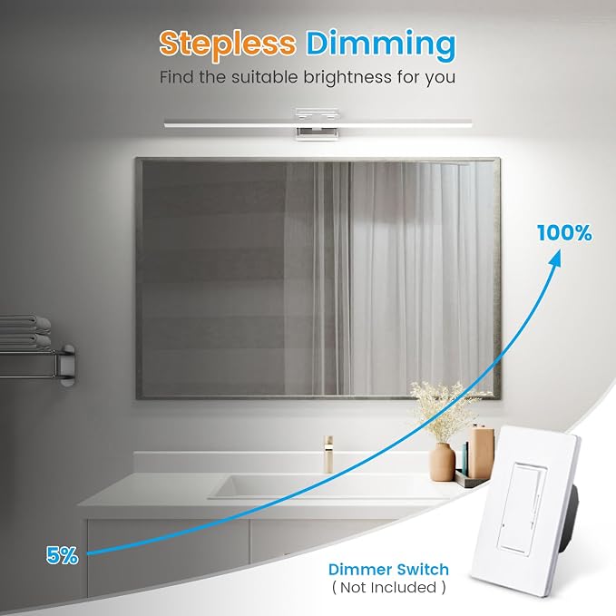 VOLISUN Modern Bathroom Vanity Light 48 inch, 30W Dimmable 5CCT Led Bathroom - Image 4