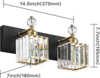 PRESDE Crystal 2 Light Bathroom Vanity Lights Black and Gold Bathroom Lights - Image 4