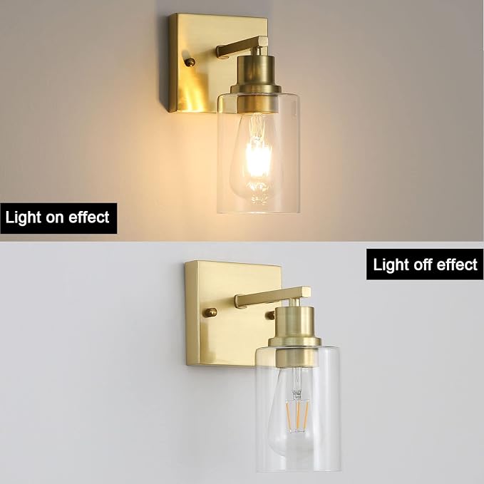 1-Lights Gold Bathroom Light Fixture, Brushed Brass Vanity Light - Image 3