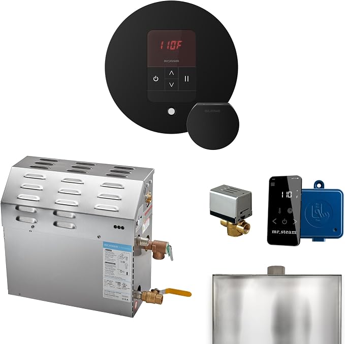 Mr Steam MS 9kW Steam Shower Generator Package w/round iTempo Control in Matte by MrSteam