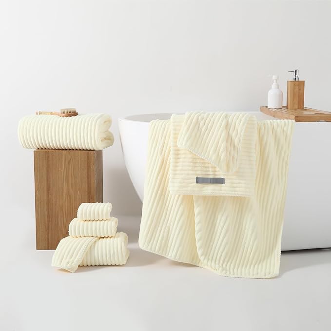 REDKISS Cream Microfiber Bath Towels Set 8 Piece - Image 5