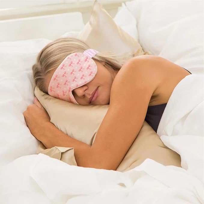 Pink Bow Sleep Mask for Women, Night Masks for Sleeping for Women, Double Layer - Image 6