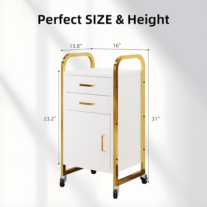 4ever2buy White and Gold Salon Trolley Cart - Image 2