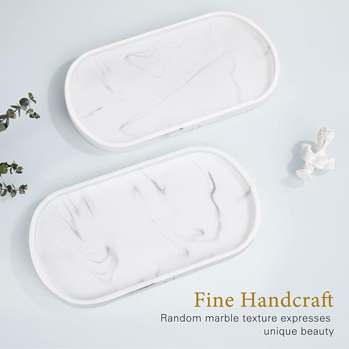 Luxspire Bathroom Vanity Tray, Handmade Resin Kitchen Tray, Oval Toilet Tank - Image 2