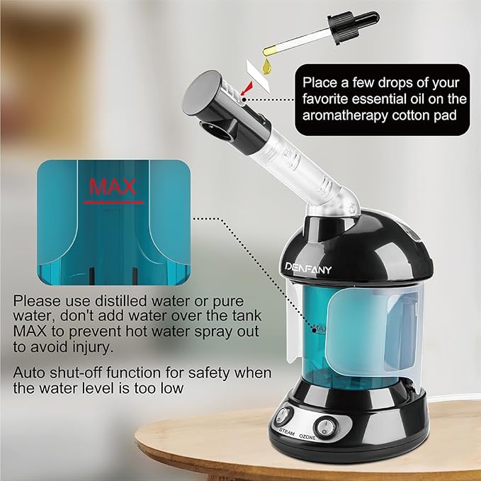 Facial Steamer - DENFANY Nano Ionic Face Steamer - Portable Facial Steamer - Image 8