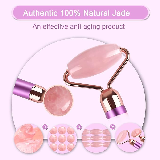 Upgrade 2 in 1 Vibrating Face Roller, Electric Jade Roller Facial Massager - Image 5