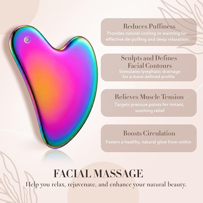 Nuanchu Stainless Steel Gua Sha Facial Tool, Metal Gua Sha - Image 5