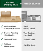 Premium Foldable Bamboo Bathtub Tray Caddy, Expandable Bath Caddy Tray - Image 4