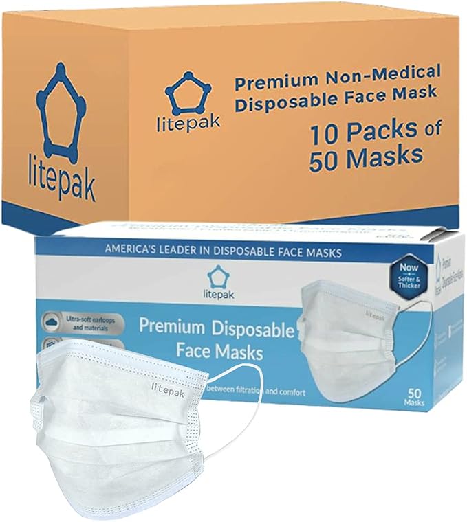 Litepak 500pcs Premium Disposable Face Mask SOFT 3ply Nose Wire - Image 5
