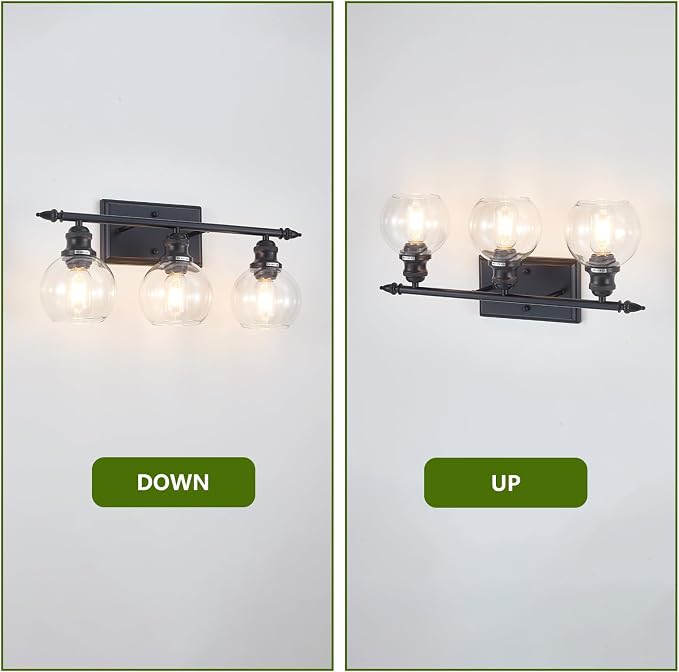 3-Light Bathroom Light Fixtures Matte Black Vanity Light Over Mirror Modern - Image 6