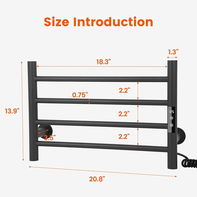 4 Bars Towel Warmer Rack, Electric Wall Mounted Heated Towel Rack - Image 5
