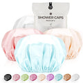 Shower Cap for Women Reusable Extra Large Shower Caps for Men Satin Double by WhaleLife