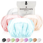 Shower Cap for Women Reusable Extra Large Shower Caps for Men Satin Double by WhaleLife