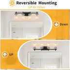 4-Lights Black and Brushed Nickel Vanity Lights - Image 4