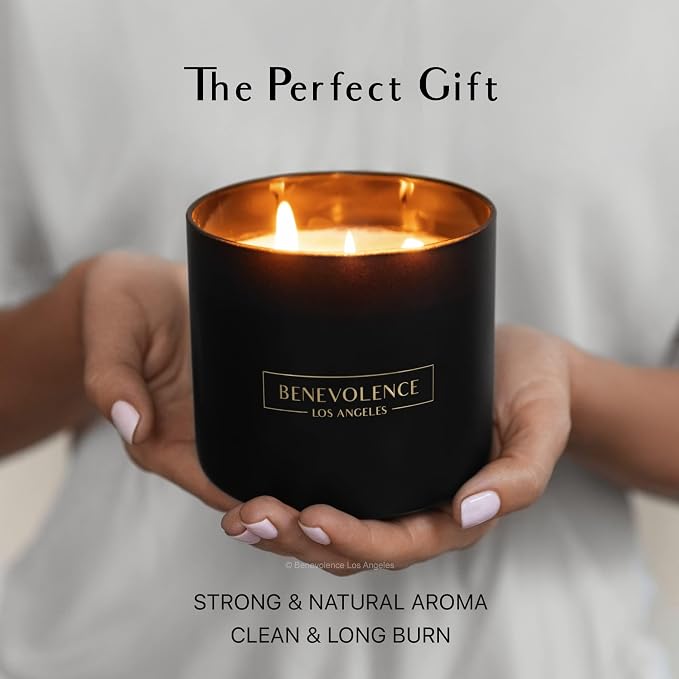 Benevolence LA 3 Wick Candle, Bergamot & Jasmine Large Christmas Scented - Image 5