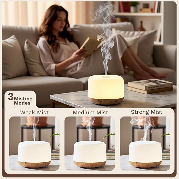 500ml Premium Essential Oil Diffuser, Quiet 4-in-1 Ultrasonic Aromatherapy - Image 5