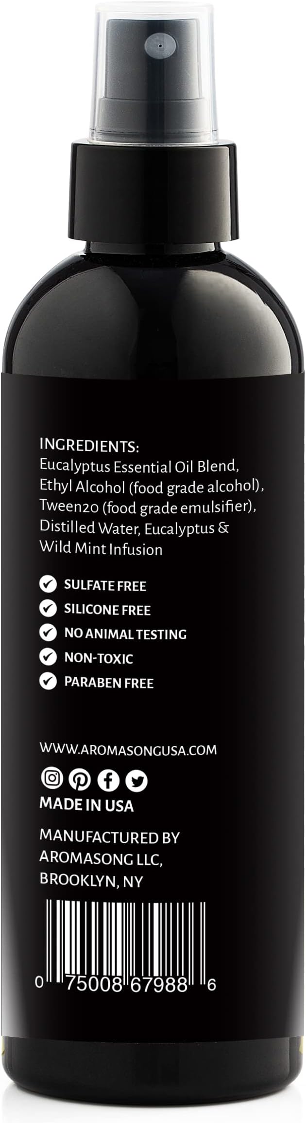 Aromasong Eucalyptus & Wild Mint Linen and Room Spray, Natural Aromatic Mist - Image 7