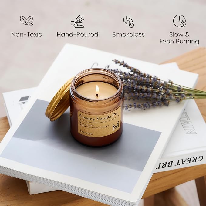 M&SENSE CreamyVanillaPie Scented Christmas Candle Gift, Aromatherapy Candle Set - Image 4