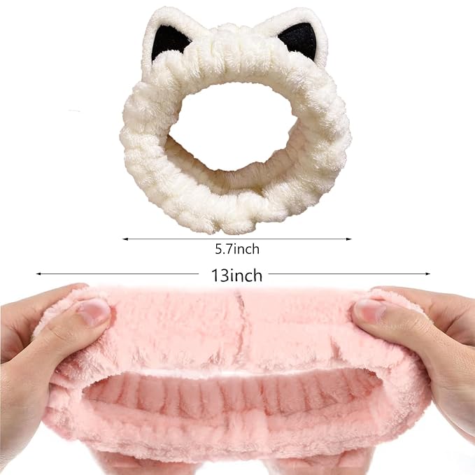 2 Pcs Cat Ears Headband, Cute Spa Headbands - Image 6