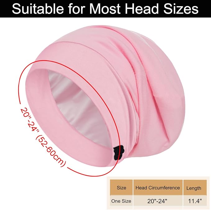 Sleep Cap Bonnet for Sleeping, Adjustable Cooling Ice Silk Lined Hair Bonnets - Image 5
