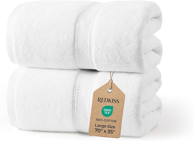 REDKISS 2 Pack 70"x35" Extra Large Cotton Bath Sheets by REDKISSOnline