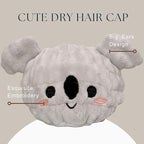 Microfiber Hair Towel Wrap for Kids, Koala Dry Hair Cap Suck Water, Absorbent - Image 3