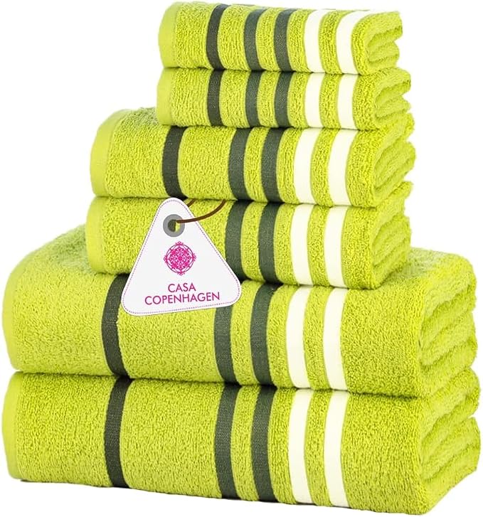 CASA COPENHAGEN Exotic 6Pcs 100% Egyptian Cotton Towels Gift Set- Lime Green by CASACOPENHAGEN