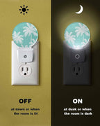 Night Lights Auto Sensor Tropical Palm Trees Night Light Teal Linen Coastal - Image 6