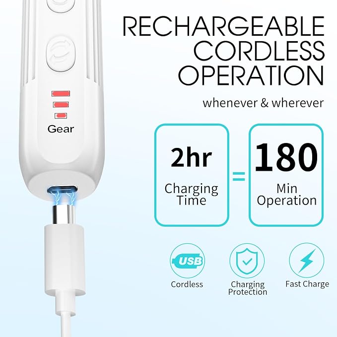 Electric Nail Drill, Professional Manicure Pedicure Kit, Cordless Electric Nail - Image 3
