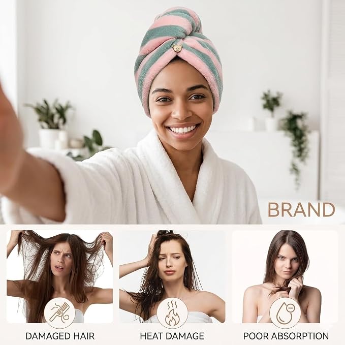 3 Pack Microfiber Hair Towel Wrap - Image 8