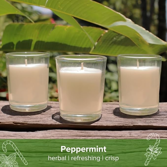Simply Soson Scented Votive Candles, Bulk Set of 24 White Peppermint Scented - Image 4
