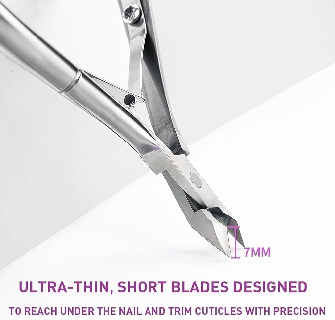 Precision Cuticle Nippers Trimmer Set, Double Spring Cuticle Remover Pusher - Image 5