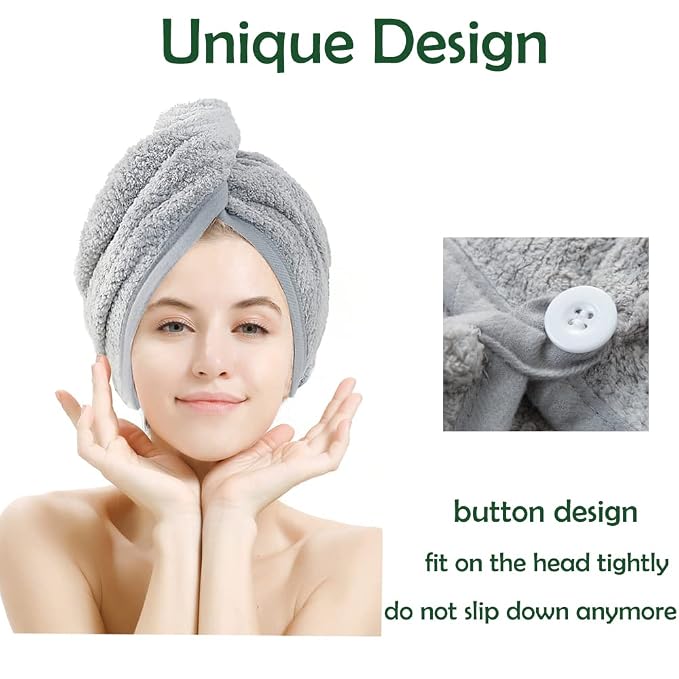 M-bestl 2 Pack Hair Towel Wrap, Absobent Hair Drying Towel - Image 3