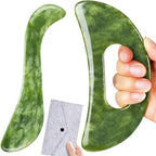 2 PCS Jade Stone Gua Sha Massage Tool, Large Guasha Muscle Scraper Tools Set by CekPo