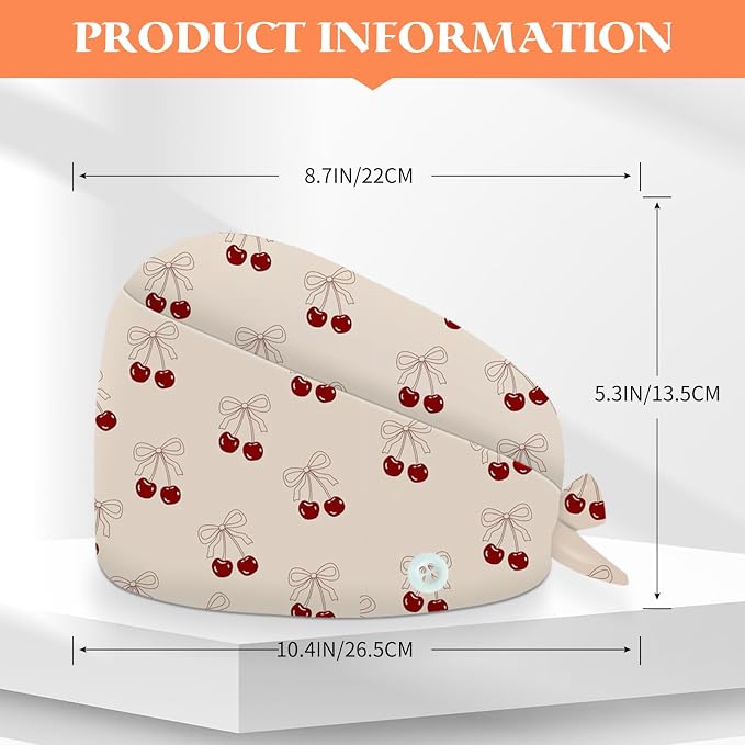 Adjustable Scrub Cap with Buttons & Sweatband, Working Hat with Elastic Tie Back - Image 3