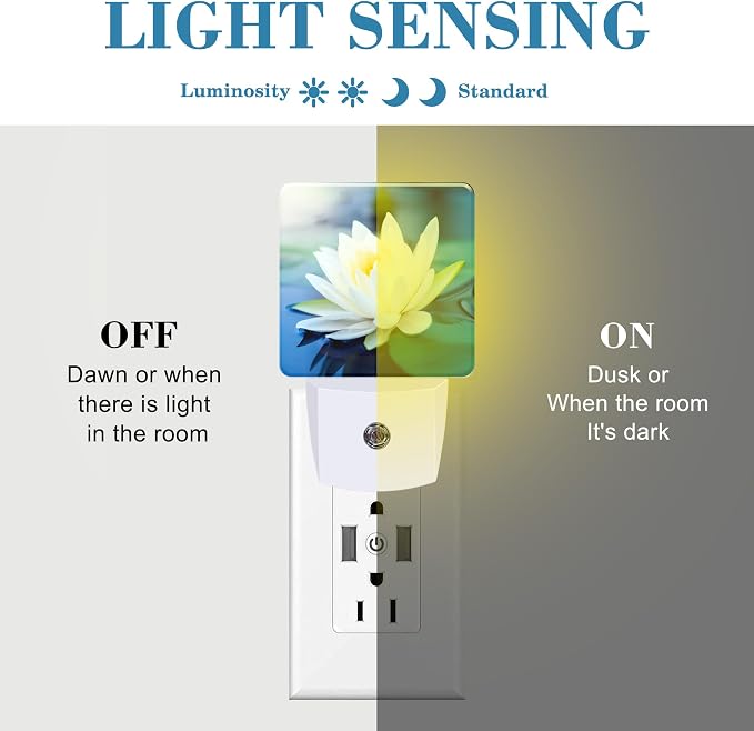 Night Light Plug into Wall White Lotus Flowers Night Light - Image 2
