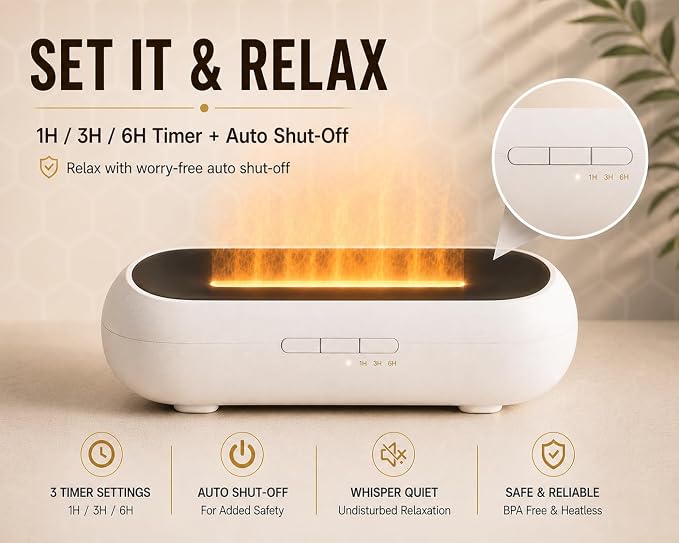 AquaAura Flame Effect Diffuser, 160ml Essential Oil Diffuser - Image 5