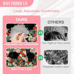 Black Cat Reusable Shower Cap Flower Double Layer Waterproof Shower Caps Large - Image 4