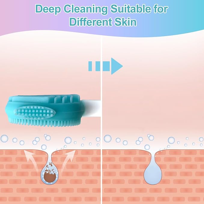 MUIIGOOD Blue Silicone Face Scrubber Face Mask Brush Exfoliating Lip Brush - Image 3