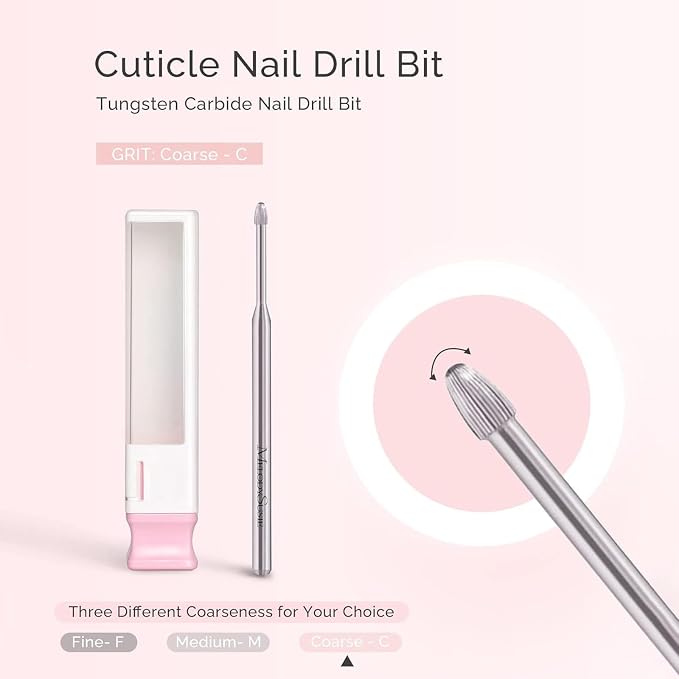 MelodySusie Cuticle Clean Nail Drill Bit 3/32'', Professional Safety Carbide - Image 2