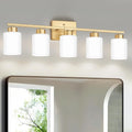 FonmYim Gold Bathroom Light Fixtures, 5-Light Modern Vanity Light Over Mirror by FonmYim