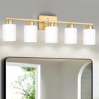 FonmYim Gold Bathroom Light Fixtures, 5-Light Modern Vanity Light Over Mirror by FonmYim