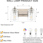 SOLFART Brushed Nickel Vanity Light 2 Light Bathroom Vanity Light Bathroom - Image 5