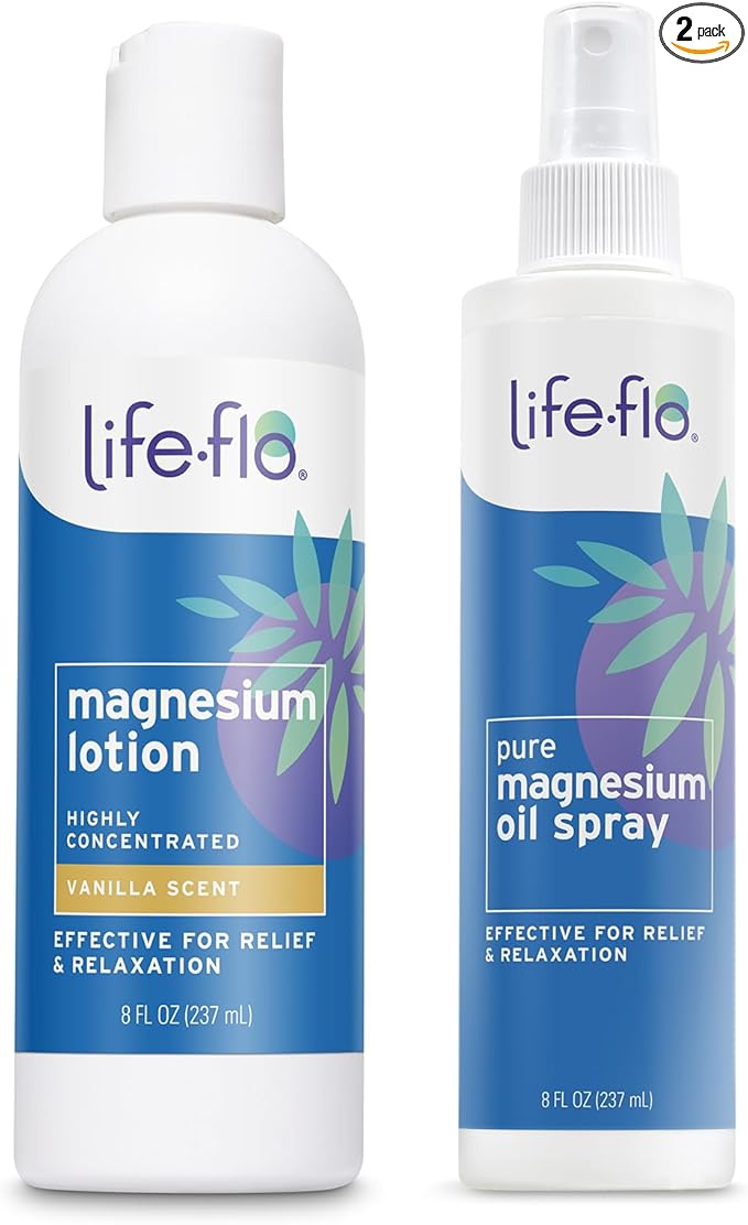 LIFE-FLO Magnesium Lotion and Pure Magnesium Oil Spray Bundle by LIFE-FLO