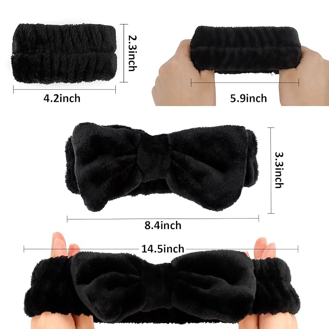 WHAVEL 6PCS Spa Headband and Wristbands Set, Face Wash Headband Wrist Bands - Image 2