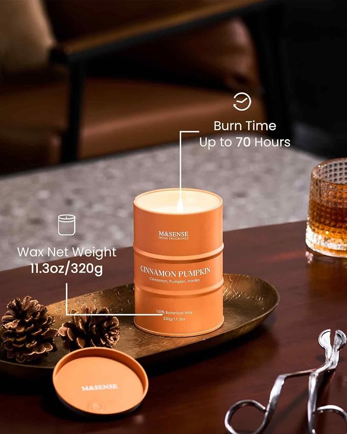 M&SENSE Cinnamon Pumpkin Scented Candles Christmas Decor, Natural Non Toxic - Image 4