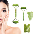 4-PCS Gua Sha Set, Skin Care Roller, Jade Roller Set, Face Stone Facial Roller - Image 3