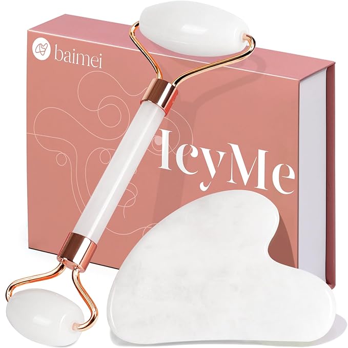 BAIMEI IcyMe Jade Roller & Gua Sha Set Face Roller and Gua Sha Facial Tools by BAIMEI