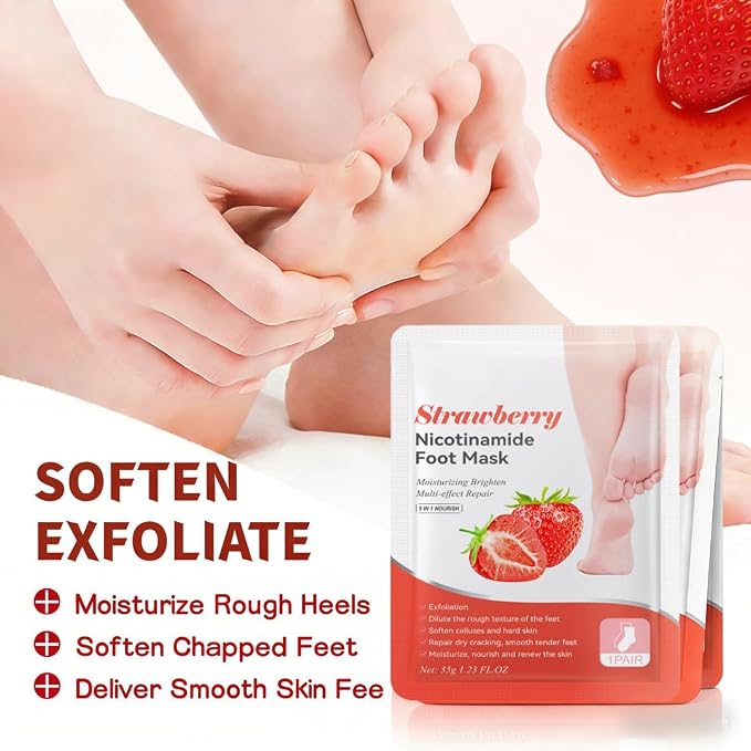 6-Pack Strawberry Nicotinamide Hand & Foot Mask - Image 4